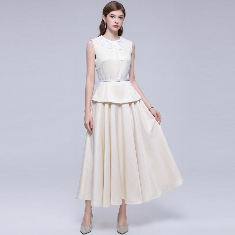 Doll collar big skirt dress Hepburn style long dress