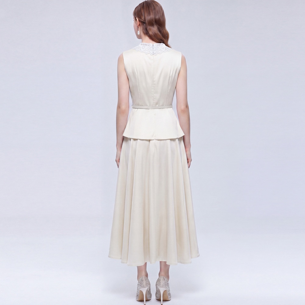 Doll collar big skirt dress Hepburn style long dress