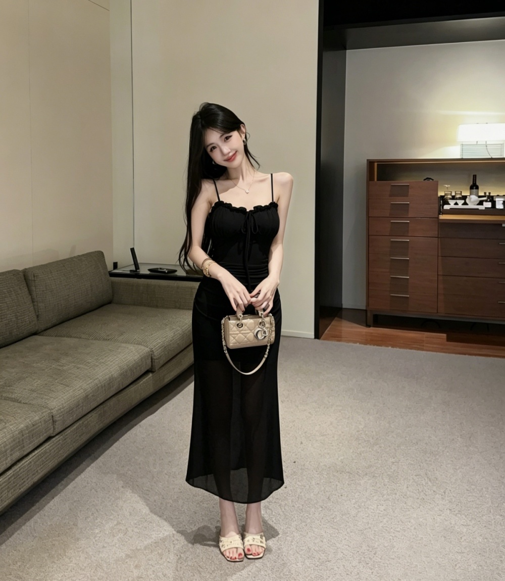 Gauze ladies sweet long dress fashion sexy jumpsuit