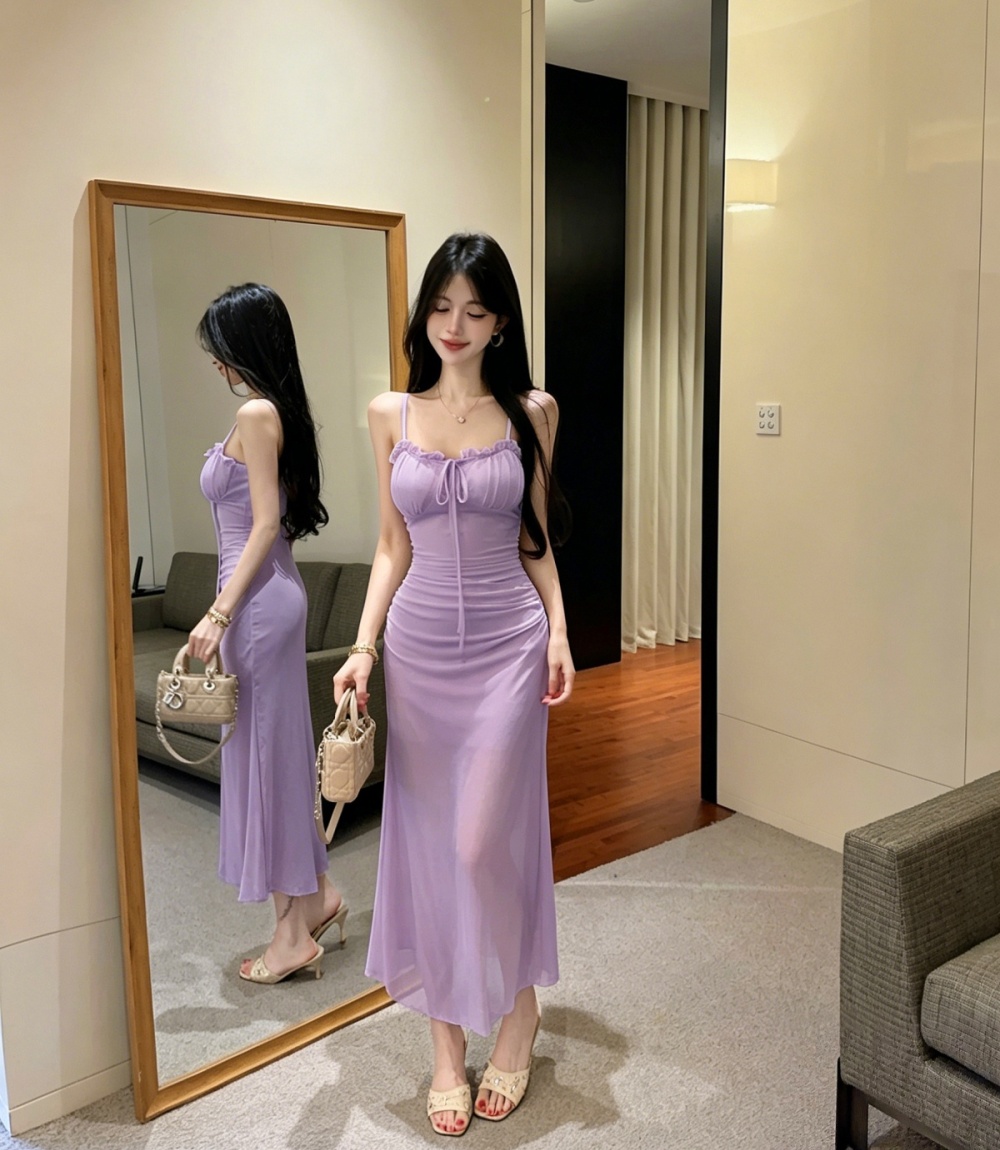 Gauze ladies sweet long dress fashion sexy jumpsuit