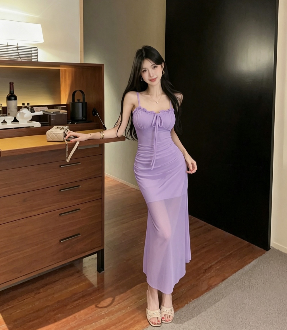 Gauze ladies sweet long dress fashion sexy jumpsuit
