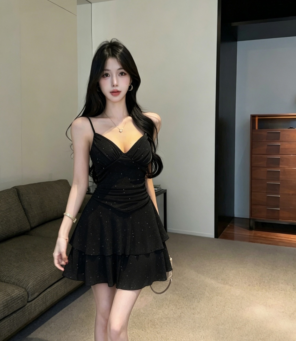 High waist France style dress slim Casual T-back
