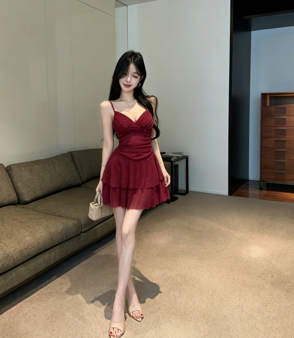 High waist France style dress slim Casual T-back
