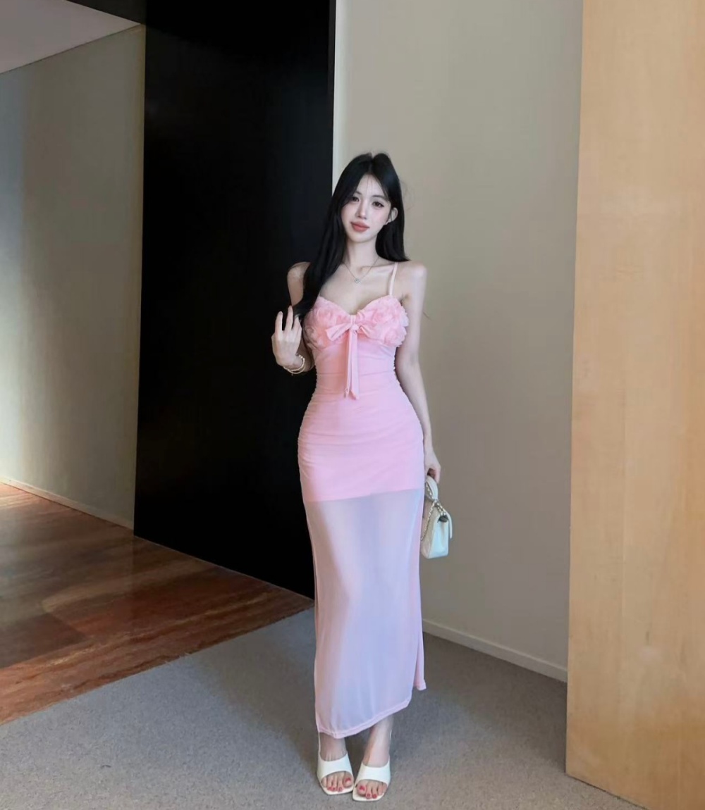 Streamer slim spicegirl split V-neck enticement dress