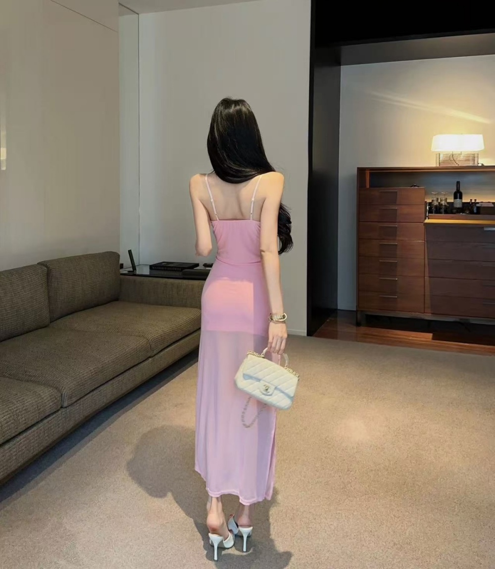 Streamer slim spicegirl split V-neck enticement dress