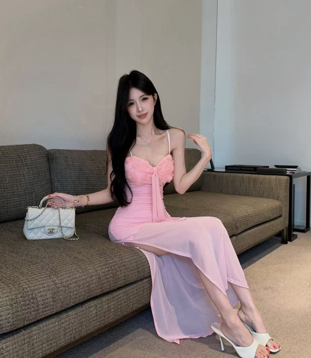 Streamer slim spicegirl split V-neck enticement dress