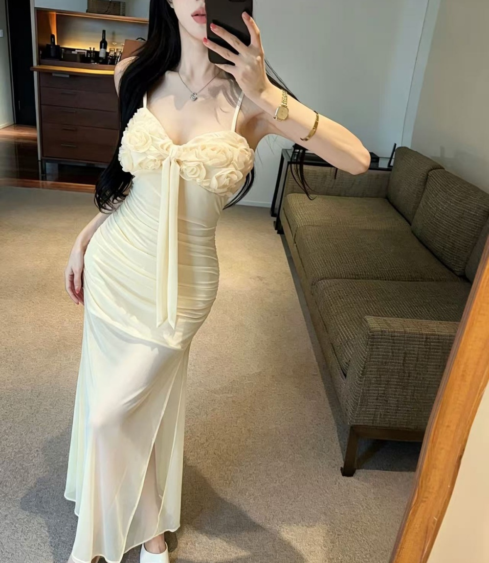 Streamer slim spicegirl split V-neck enticement dress