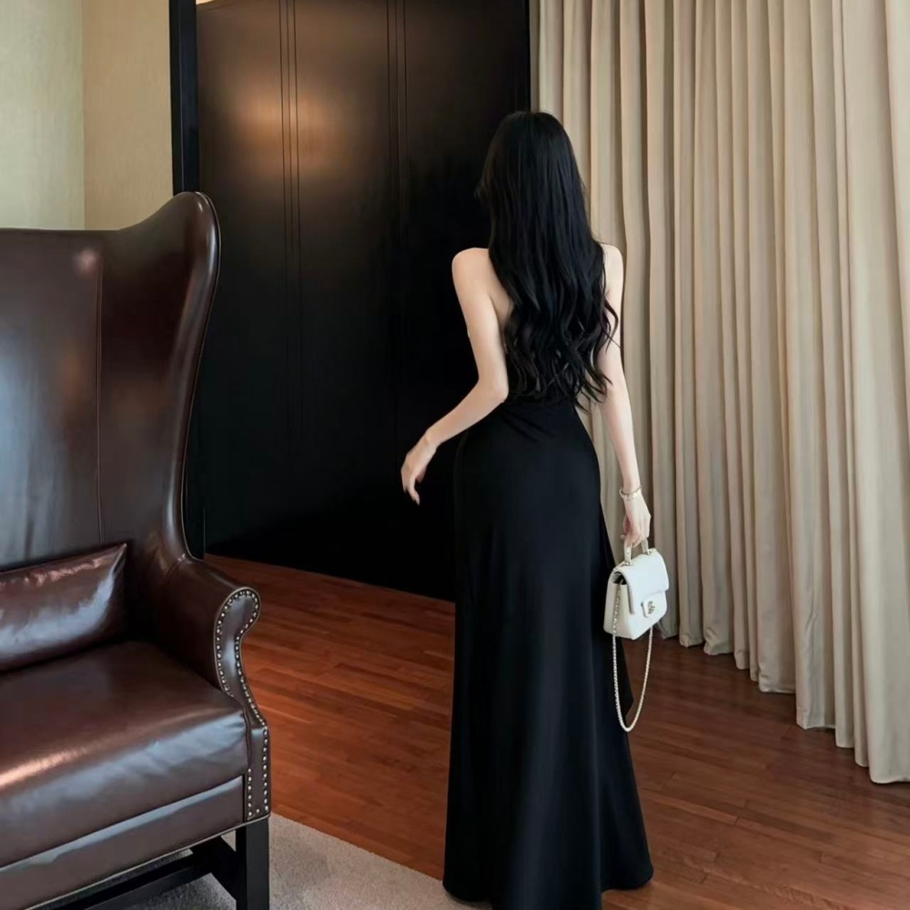 Wrapped chest lady elasticity long dress