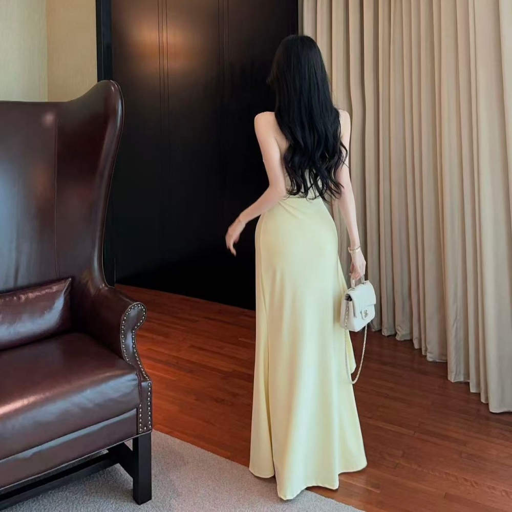 Wrapped chest lady elasticity long dress