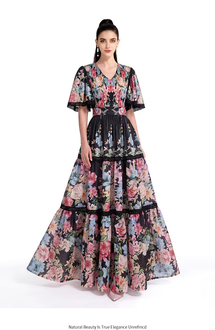 Mopping short sleeve printing dress