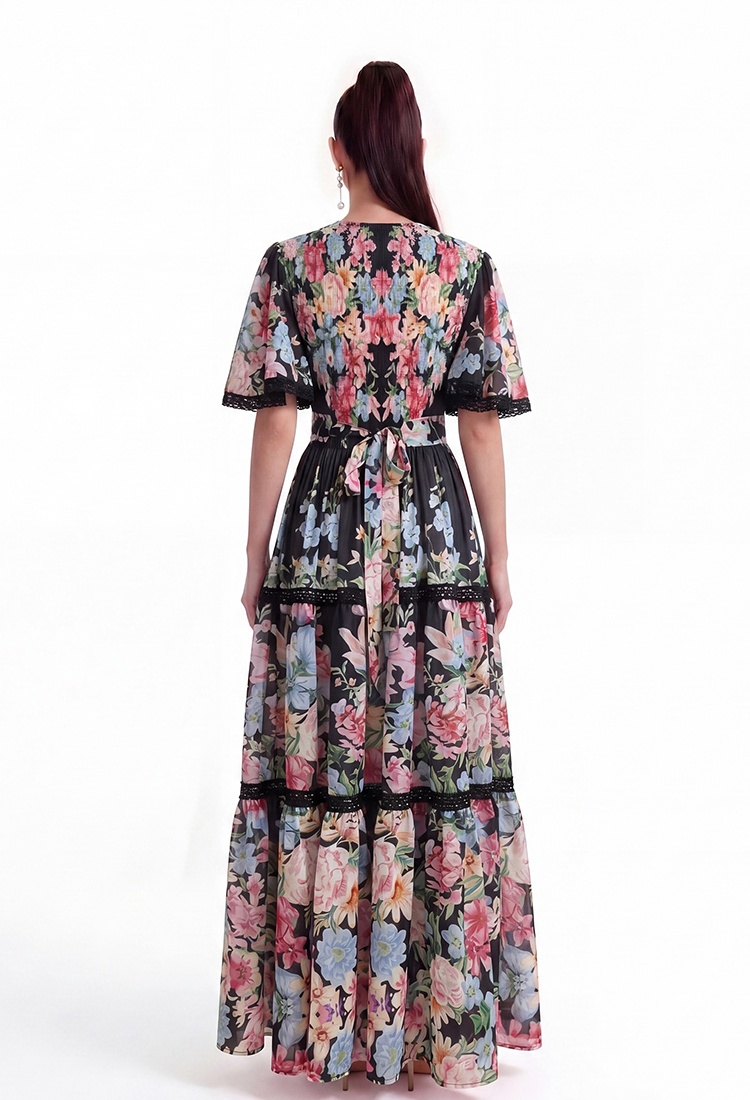 Mopping short sleeve printing dress