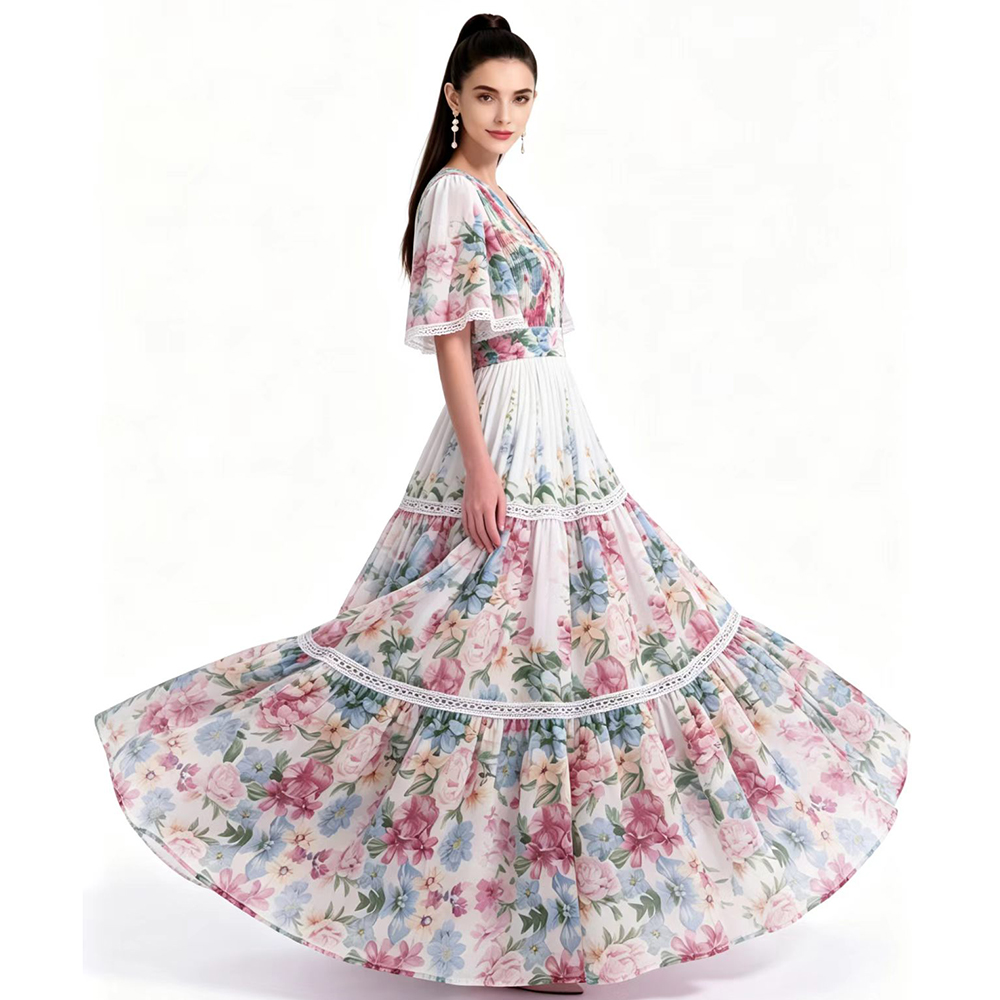 Mopping short sleeve printing dress