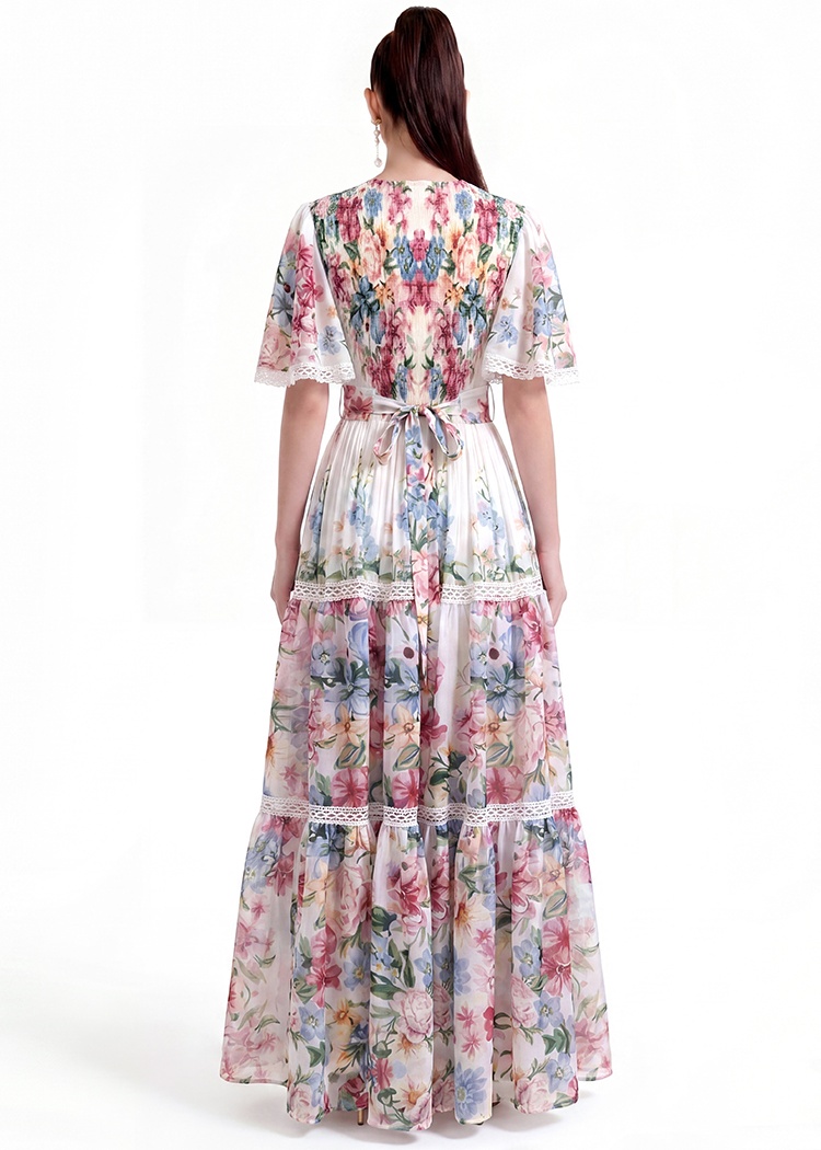 Mopping short sleeve printing dress