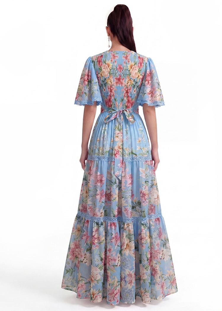 Mopping short sleeve printing dress