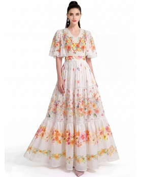 Mopping short sleeve printing dress