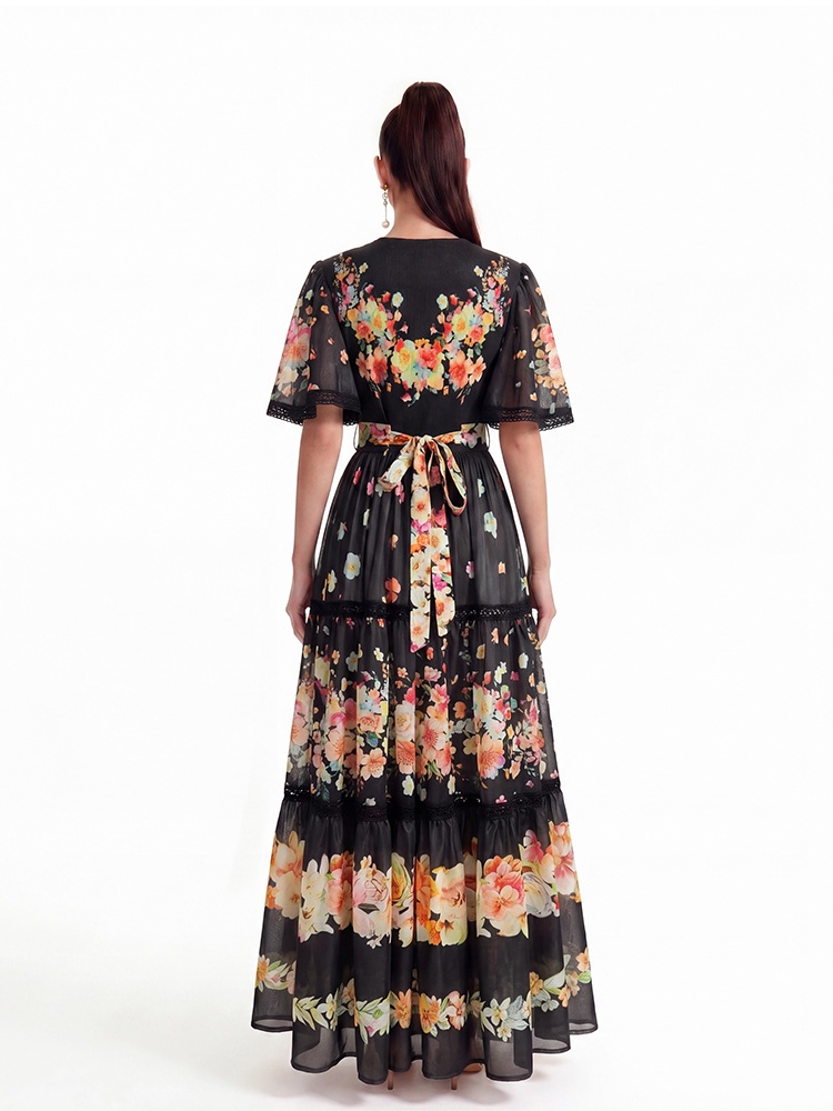 Mopping short sleeve printing dress