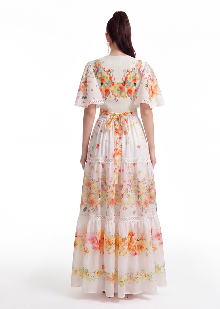 Mopping short sleeve printing dress