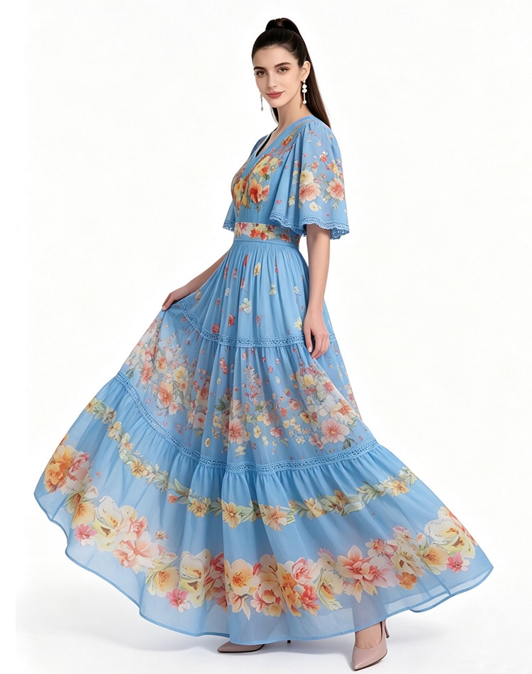 Mopping short sleeve printing dress