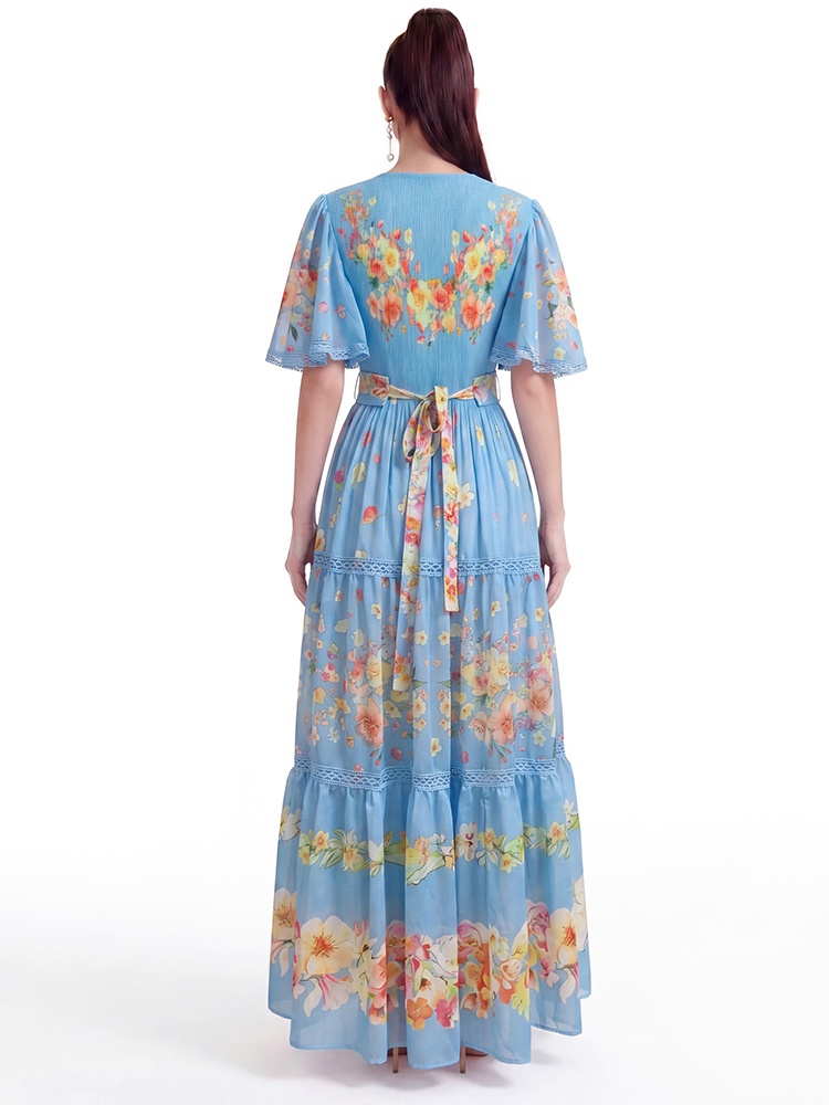 Mopping short sleeve printing dress