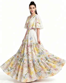 Short sleeve mopping printing dress