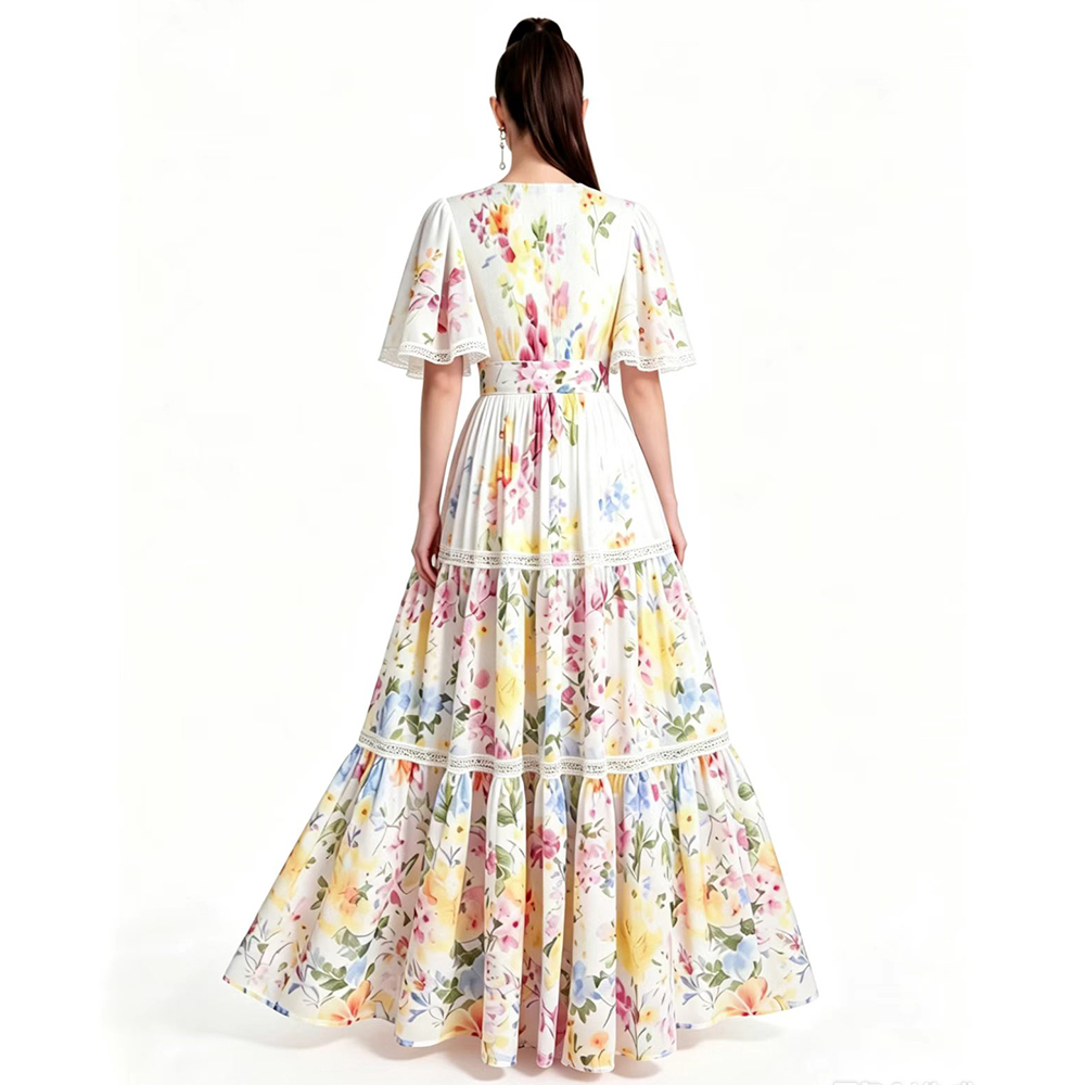 Short sleeve mopping printing dress