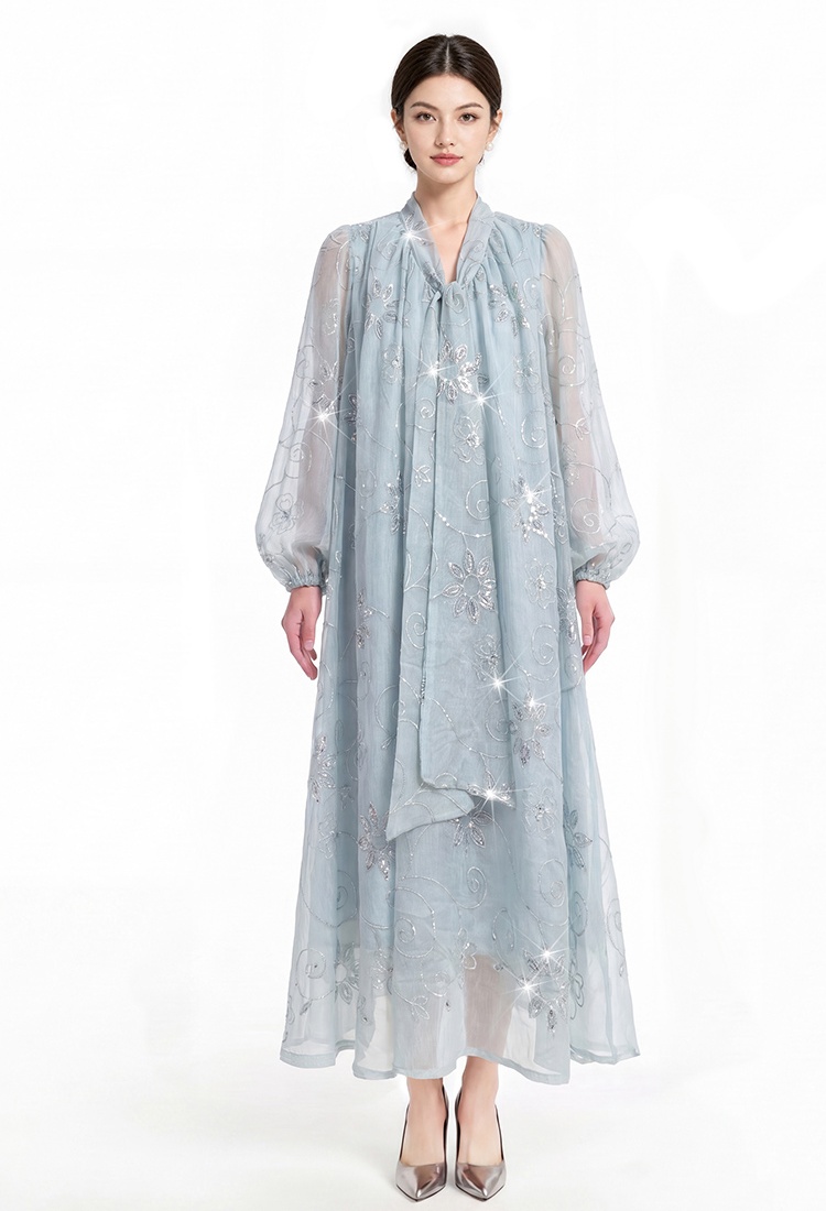 Long sleeve embroidery dress