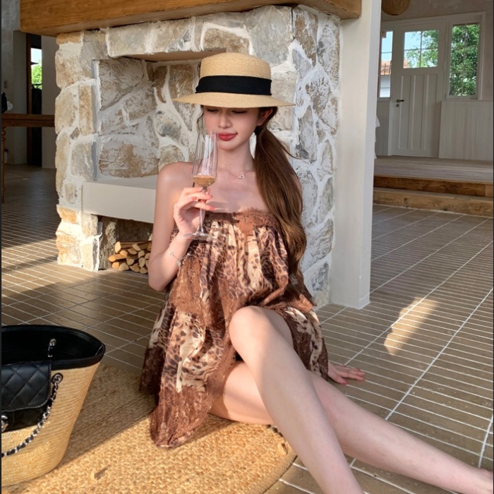 Long halter lace summer sling dress for women