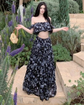Big skirt floral long skirt a set for women