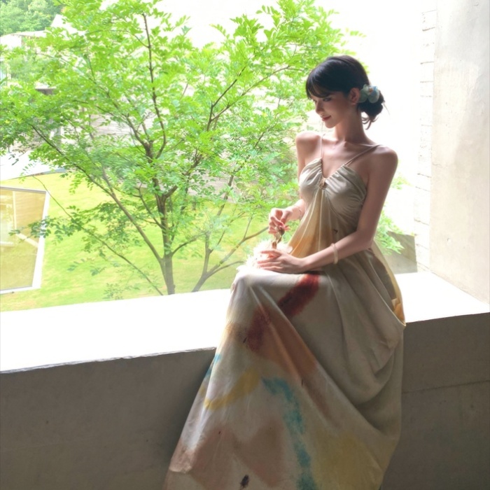 Sandy beach sling samsung fold long dress