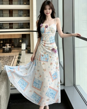 Temperament long dress flowers beach dress for women