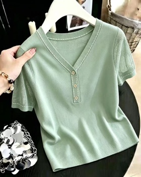 Half high collar pure bottoming shirt loose knitted tops