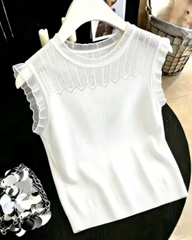 Sleeveless summer T-shirt round neck bottoming vest for women