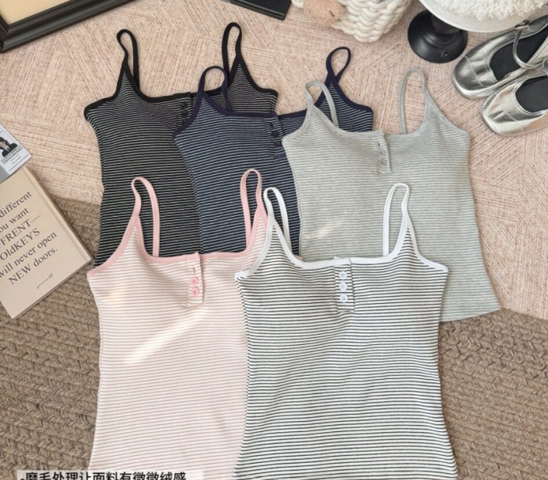 With chest pad cotton sling vest enticement stripe tops