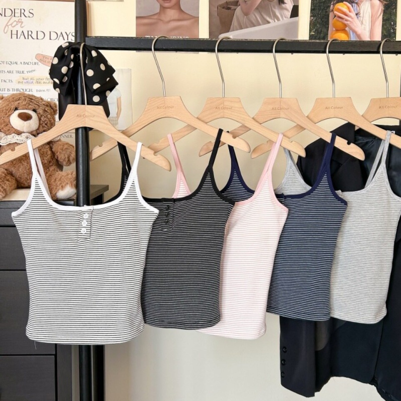With chest pad cotton sling vest enticement stripe tops