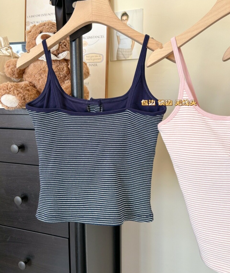 With chest pad cotton sling vest enticement stripe tops