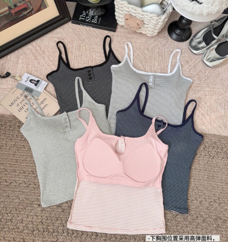 With chest pad cotton sling vest enticement stripe tops