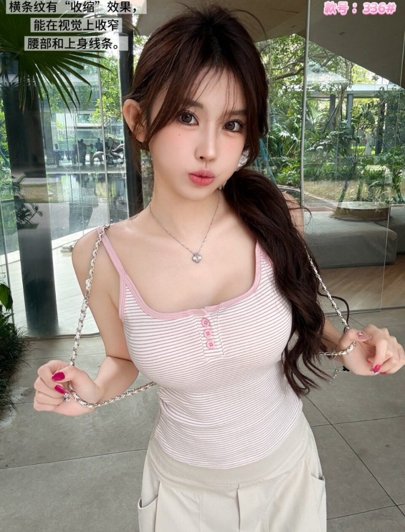 With chest pad cotton sling vest enticement stripe tops
