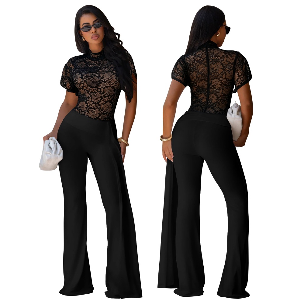 Slim lace long pants fashion pure leotard a set