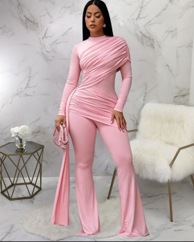 European style micro speaker fashion streamer jumpsuit for women