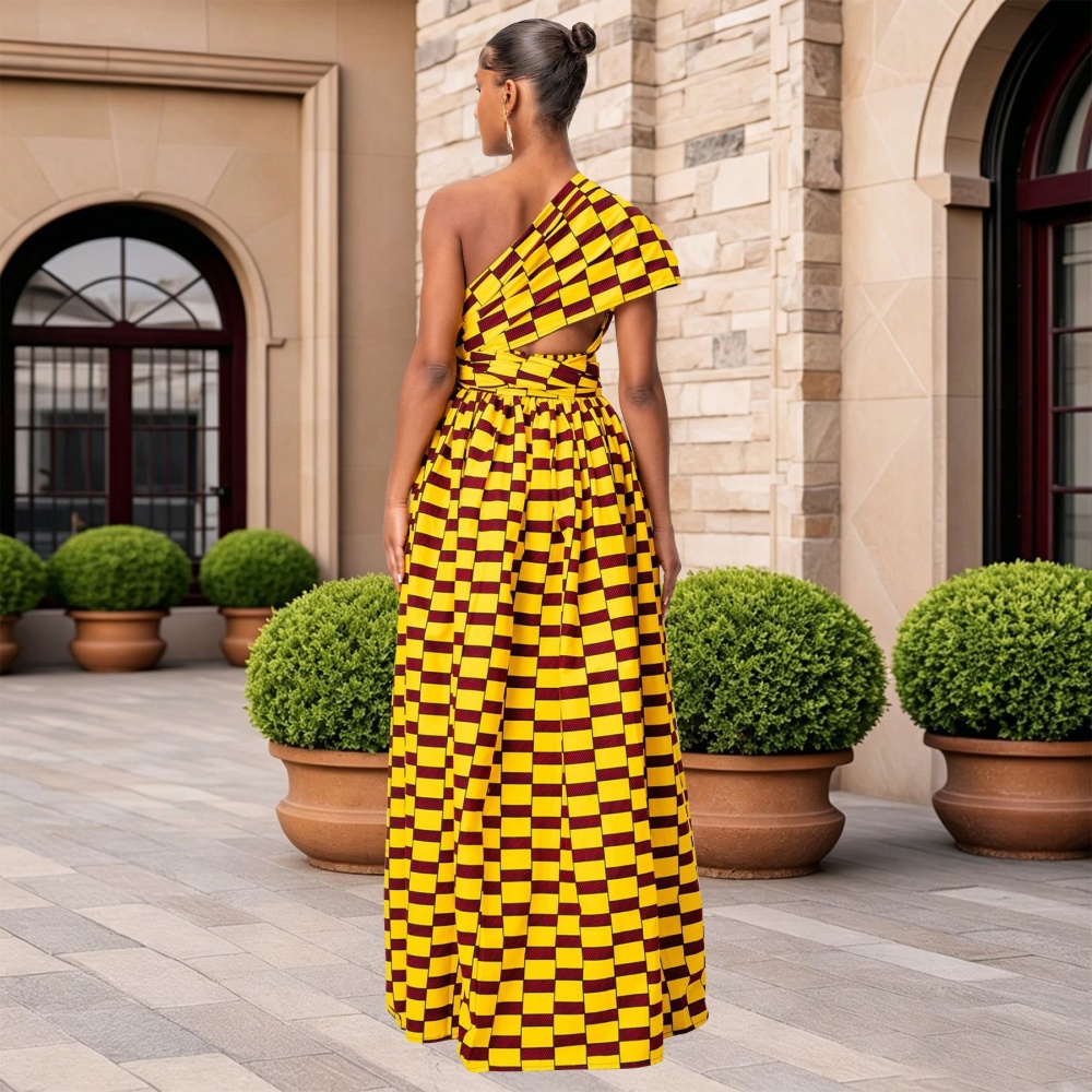 European style printing formal dress high split fashion dress