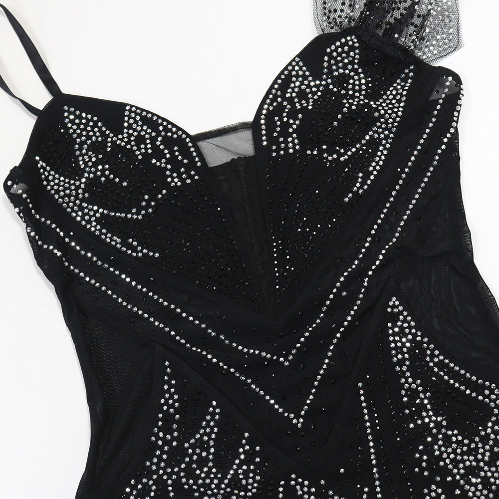 European style sling formal dress split dress for women