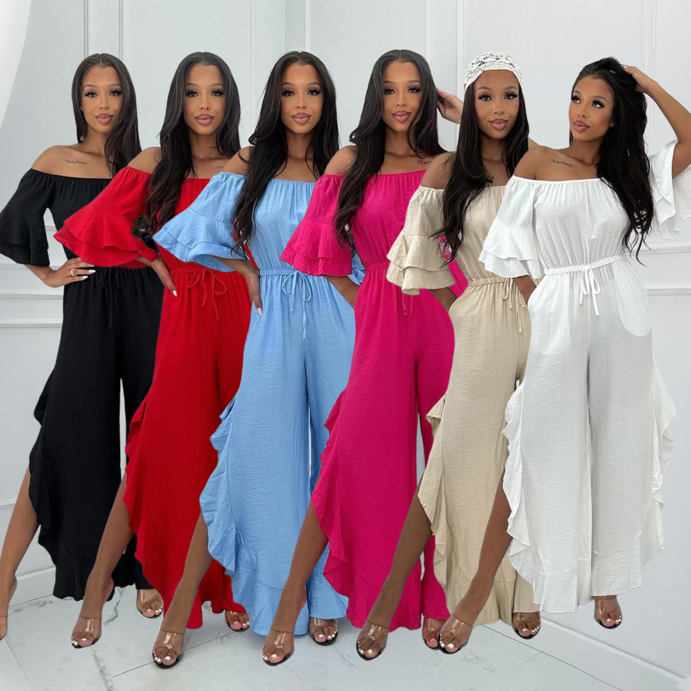 Strapless waistband long pants fashion pure jumpsuit
