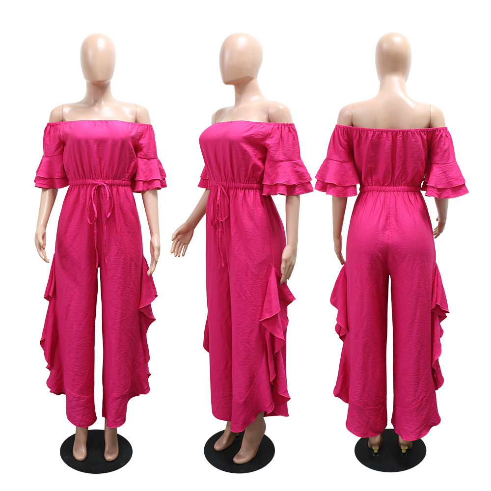 Strapless waistband long pants fashion pure jumpsuit