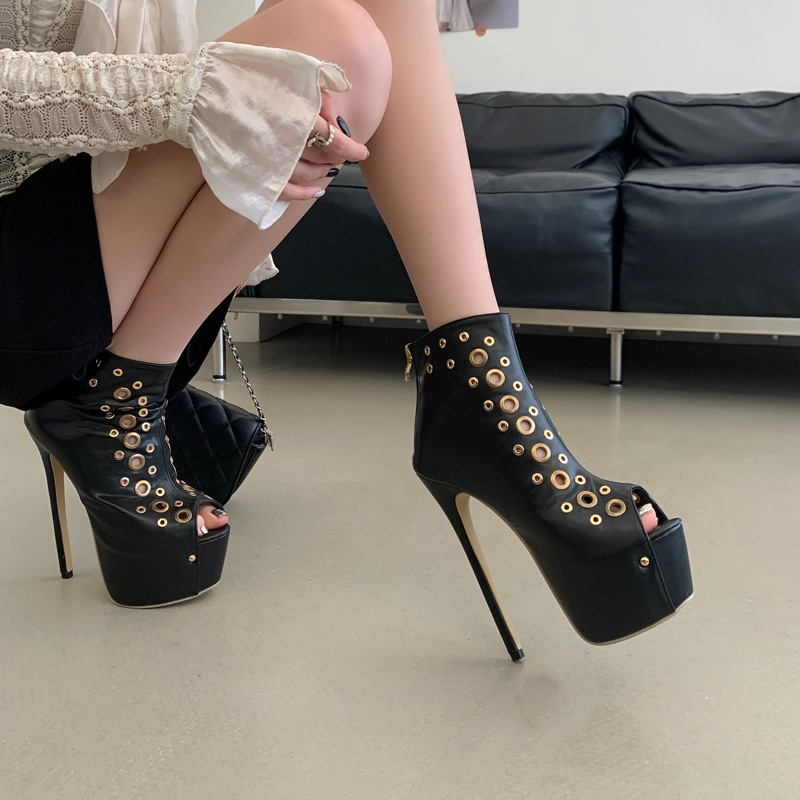 Fish mouth summer boots high-heeled shoes for women