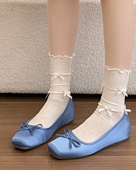 France style square head peas shoes low lady flattie