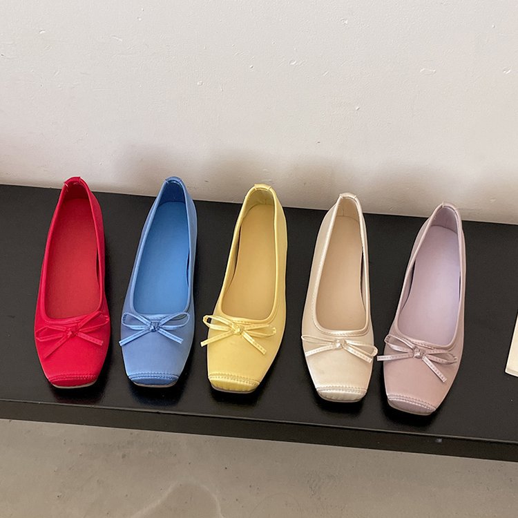 France style square head peas shoes low lady flattie