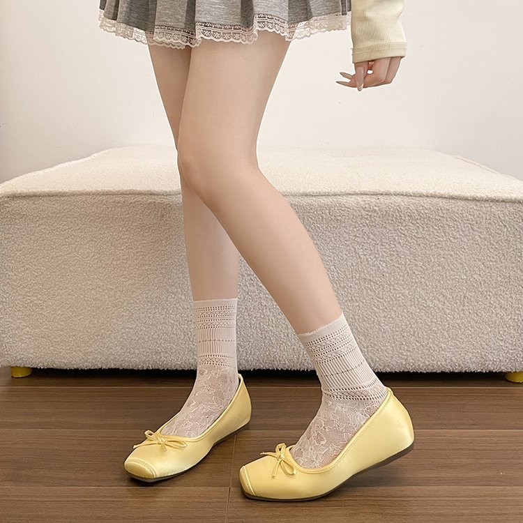 France style square head peas shoes low lady flattie