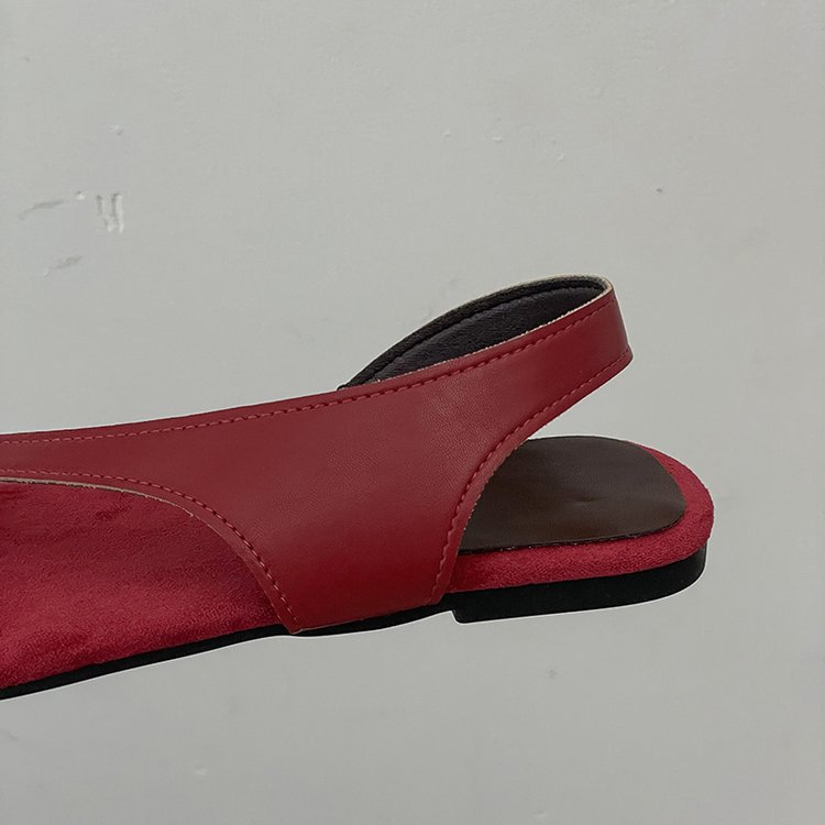 Square head lady open toe shoes flat summer 