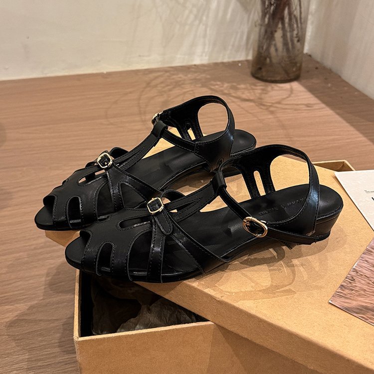 Lady France style low sandals summer hollow shoes
