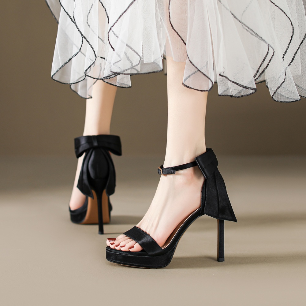 Bow sweet fashion high-heeled shoes hollow banquet shoes